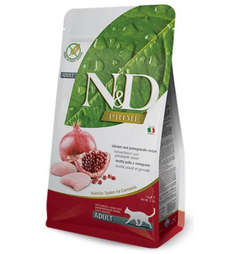 Сухий корм Farmina ND Grain Free Chicken  Pomegranate Adult для дорослих котів, з куркою та гранатом, 1,5 кг Farmina Беззерновий сухий корм для дорослих кішок (куркагранат), 1.5 кг 1021