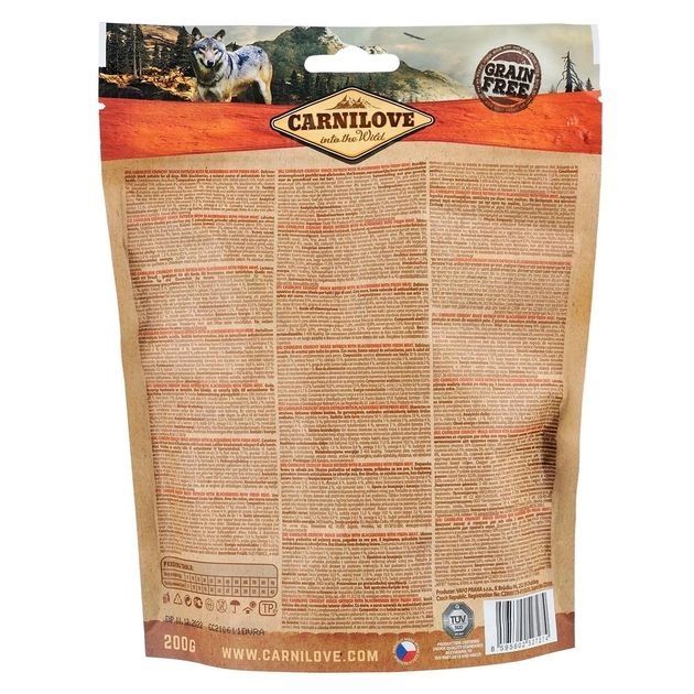 Ласощі Carnilove Crunchy Ostrich with Blackberries - беззернові для собак усіх порід з мясом страуса та ожиною 200 г 