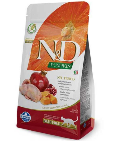 Сухий корм Farmina ND Grain Free Pumpkin Quail  Pomegranate Neutered Adult для стерилізованих котів, з перепелом та гранатом, 1.5 кг Фарміна кет сух ND Grain Free PUMPKIN QUAIL  POMEGRANATE NEUTERED ADULT з переп. та гарбуз.35424