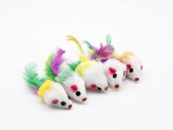 Іграшка Миша Плюшева з брязкальцем і пером кольорова 5 см. 