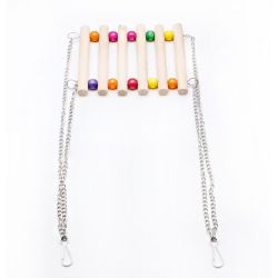Драбинка деревяна з бусами на ланцюжках кольорова, 15х14 см 