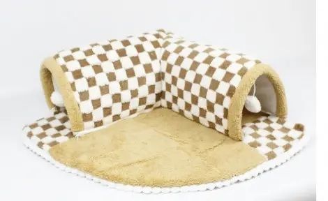 Килимок з тунелем плюшевий бежевий, L (60x60x22 см) 