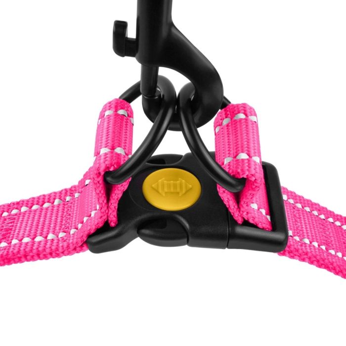 Шлея ACTIVE нейлонова зі світловідбиванням рожева 16мм Обхват Груди 40-53см