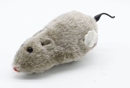 Миша на колесах заводна Біла 1566 см. Сіра