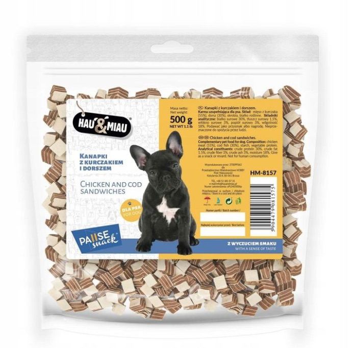 Ласощі для собак бутерброди з куркою і тріскою 500гр 8157 