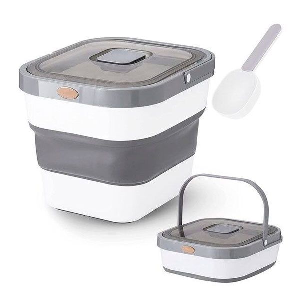 Розкладний контейнер для корму 34х29х25 см, 15 л Сіро-білий