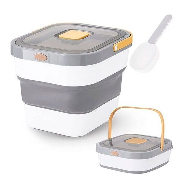 Розкладний контейнер для корму 34х29х25 см, 15 л Сіро-білий