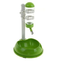 Миска сухі вуса універсальна на штативі для тварин 500мл з поїлкою пластик Зелений