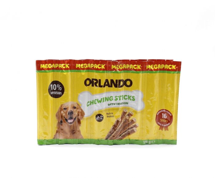 Ласощі для собак, палички ORLANDO DOG MEGAPACK, 16 шт по 11 г дичина (зелені)