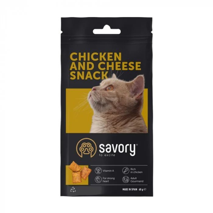 Ласощі SAVORY Snack для котів  з куркою та сиром 60гр 