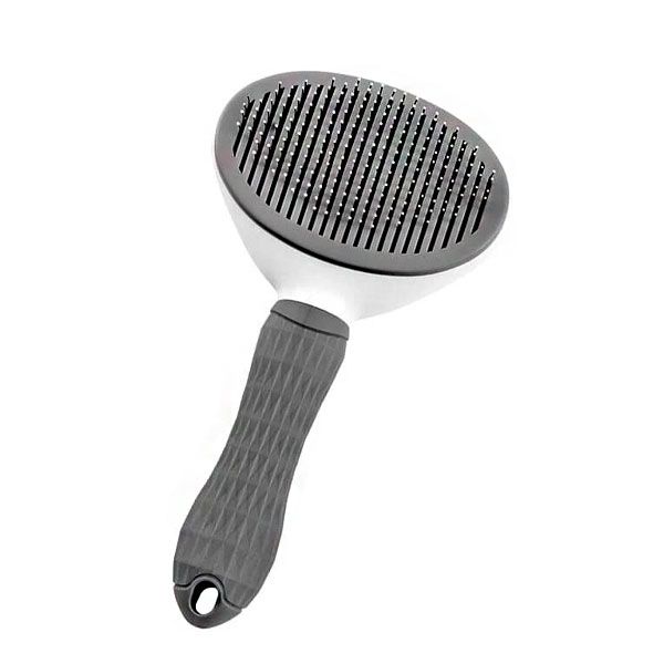 Пуходерка з кнопкою овал Сlean сіра, 12 см 