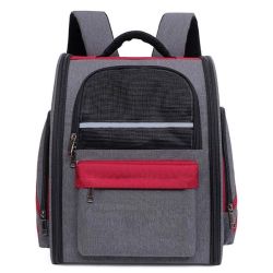 Рюкзак квадрат із сіткою 41х33х29 см сірий із бордовою смугою 