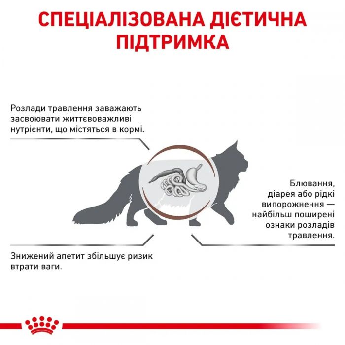 АКЦІЯ Royal Canin Gastrointestinal для кішок при розладах травлення набір корму 2 кг + 4 паучі 