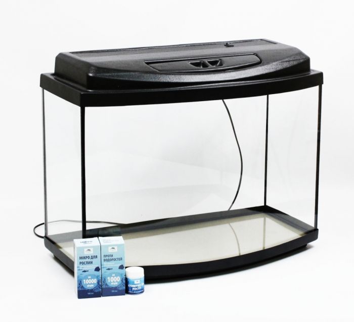 Комплект Акваріум овал + Кришка LED + ПІддон + Подарунок 125 л. (80х35х50)