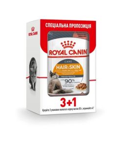 АКЦІЯ Royal Canin FCN HAIR  SKIN CARE CIG Вологий корм для котів із свійської птиці 3+1 по 85 г 