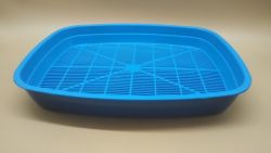 Туалет Дніпро для котів дрібний з сіткою Синьо-блакитний