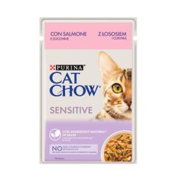 Cat Chow Sensetive вологий корм для котів із чутливою травною системою з лососем і цукіні, 85 г 85 г