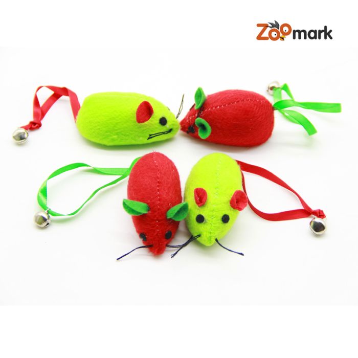 Набір іграшок 4 вязаних миші з дзвіночком 