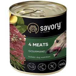 Вологий корм Savory Dog Gourmand для дорослих собак усіх порід 4 мяса 400 гр. 