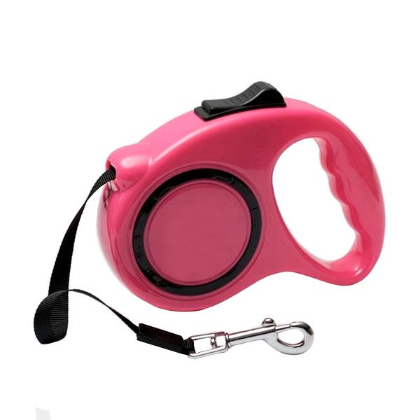Рулетка для собак коло 5м15 кг пластикова ручка стрічка з фіксатором 190 Трояндовий