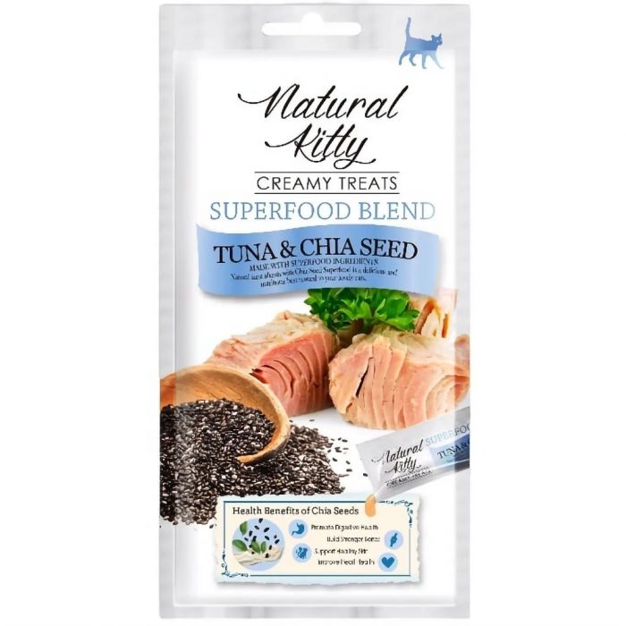 Ласощі Natural Kitty Creamy treats TUNA  CHIA SEED для котів зі смаком тунця та чіа 4х12 гр 