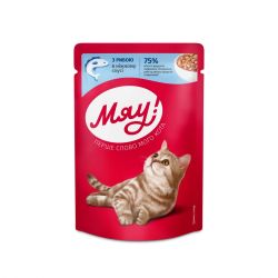 Корм вологий Мяу для дорослих кішок З рибою у ніжному соусі 85 гр. 