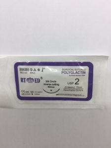 ПГЛА-шовна нитка з ріжучою голкою 38 кола, 75см USP 2(EP 5) 40мм