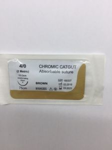 Кетгут хромований USP 40 (EP2) з ріжучою голкою 20мм, 12круга 