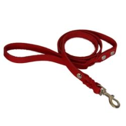 Повідець шкіра + заплетений червоний 10 мм