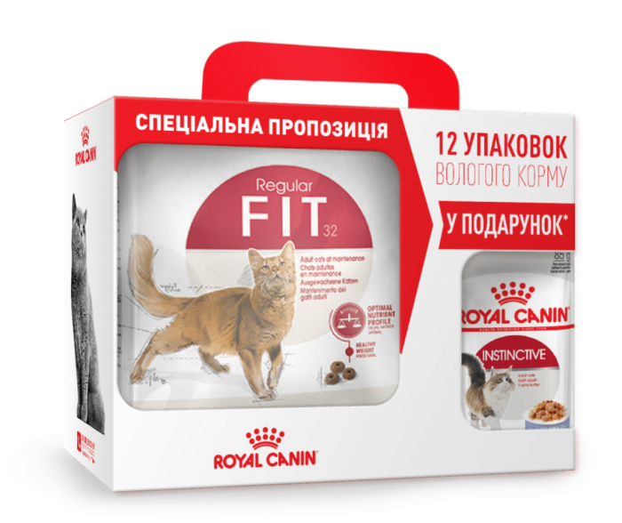 АКЦІЯ Royal Canin Fit 32 сухий корм для котів 2 кг + 12 паучів 