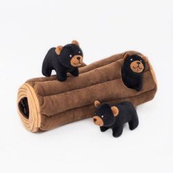 М'яка іграшка для собак колода з ведмедя ZippyPaws Zippy Burrow Black Bear Log з пищалкою