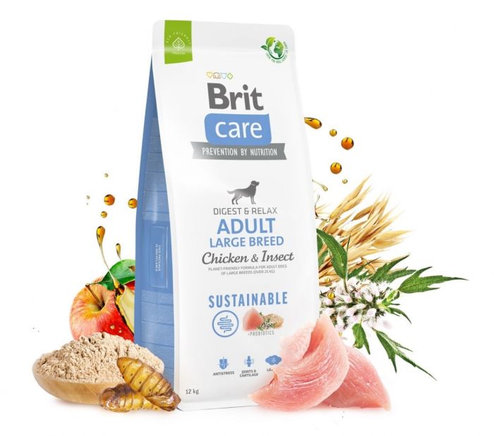Brit Care Dog sustainable Adult Large для дорослих собак великих порід з куркою та комахами 1 кг