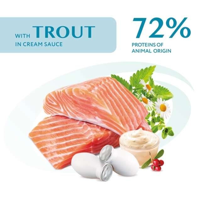 Optimeal Вологий корм для котів із фореллю в кремовому соусі 85г 