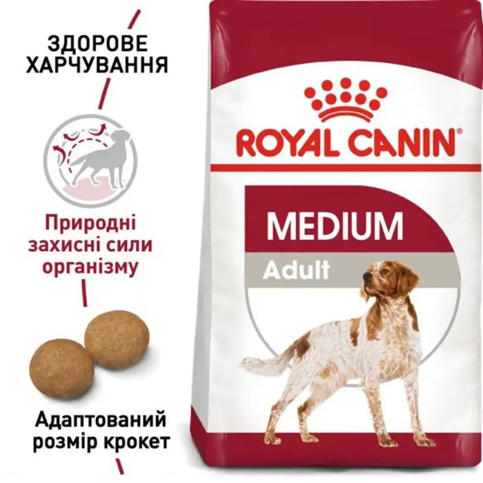 АКЦІЯ Royal Canin Medium Adult сухий корм для собак середніх порід 12+3 кг 