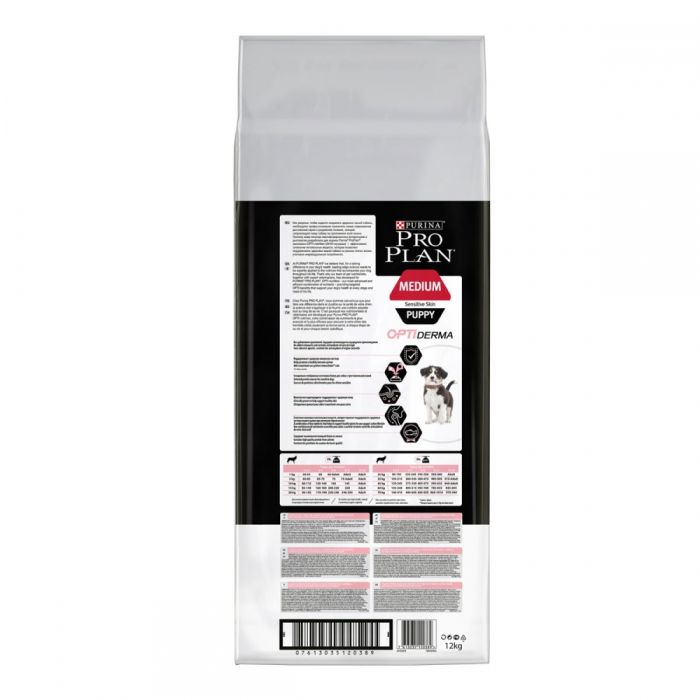 Pro Plan Puppy Medium Sensitive Skin Optiderma - корм для цуценят середніх порід з лососем та рисом 12 кг 