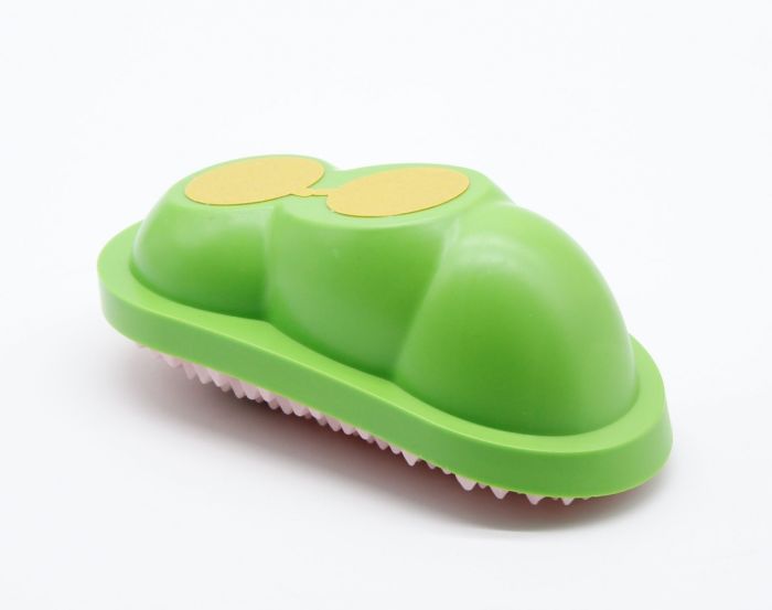 Масажна щітка-чесалка з кулькою мататабі Зелено-рожева 