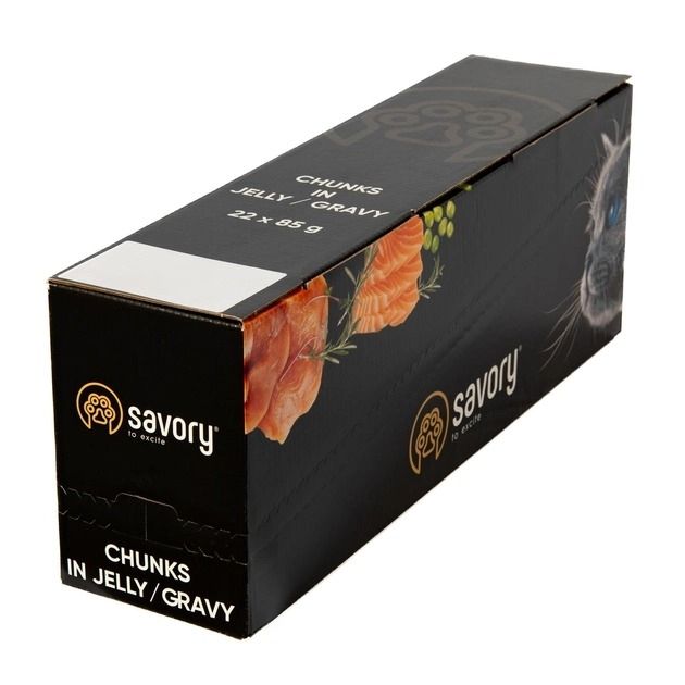 Savory Kitten Pouch з лососем та морквою в соусі вологий корм для кішок пауч 85 г х 22 шт 