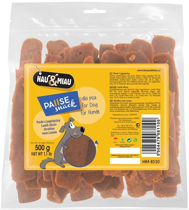 PAUSE snack скибочки мяса ягняти для собак 500г 