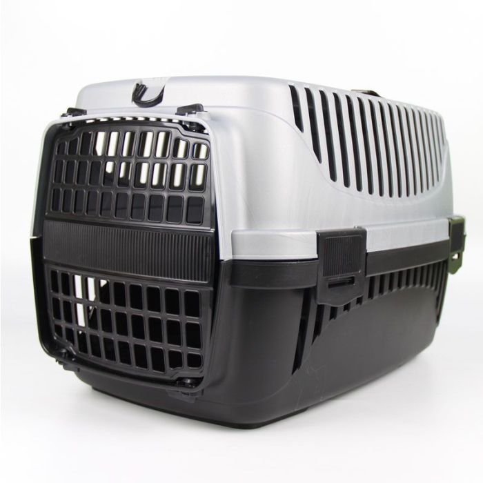 Переноска для тварин 1 Пластикова 49х33х40 см Чорно-сіра