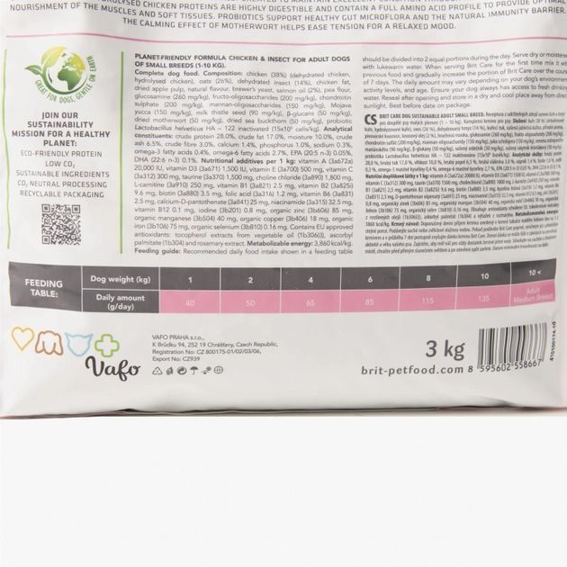 Brit Care Dog Sustainable Adult Adult Small Breed Корм для собак малих порід з куркою та комахами 1кг