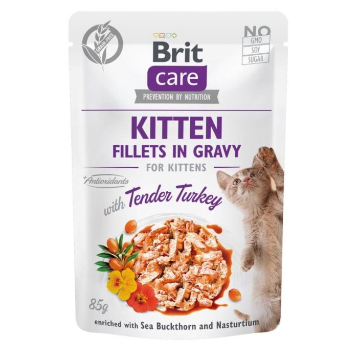 Brit Care Cat pouch ніжна індичка беззерновий вологий корм для кошенят 85 г 