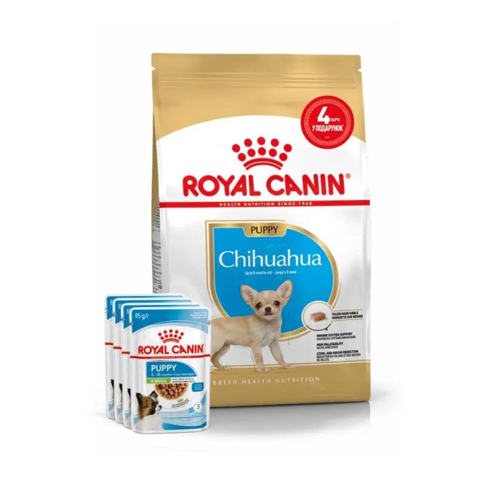 АКЦІЯ Royal Canin Chihuahua Puppy набір корму для цуценят 1,5 кг + 4 паучі 