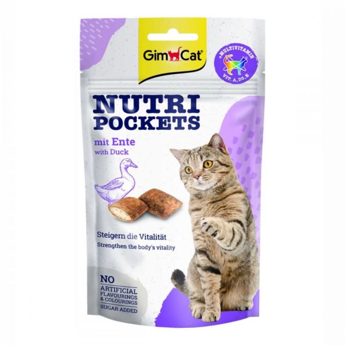 GimCat Nutri Pockets with Duck  Multi-Vitamin ласощі для кішок з качкою і вітамінами 60г 
