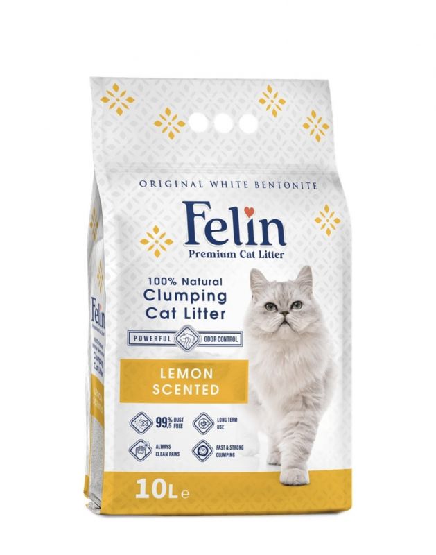 Наповнювач бентонітовий FELIN, 10 л (8,8 кг) лимон
