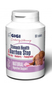 Таблетки GIGI Stomach Health  Diarrhea Stop 80  для собак  для підтримки шлунково-кишкового тракту і при діареї, доза 1 таблетка на 10 кг.