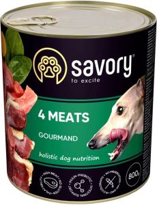 Savory Dog Gourmand Вологий корм для дорослих собак із чотирма видами мяса 800 г