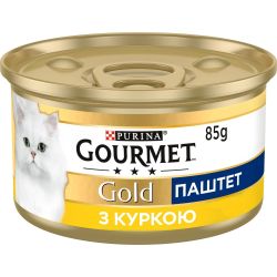 АКЦІЯ Gourmet Gold паштет вологий корм з куркою для котів 85 гр 