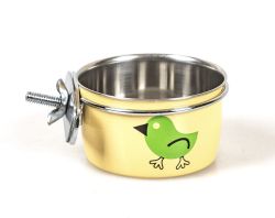 Годівниця підвісна на гвинтах метал Жовта. 500 мл 12 см.