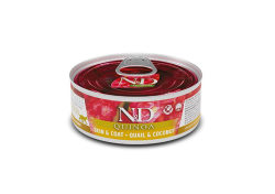 Вологий корм Farmina ND Quinoa Skin  Coat Adult для котів для шкіри та шерсті, з перепелом, кіноа, кокосом та куркумою, 80 г   Фарміна кет волог ND Quinoa SkinCoat ADULT дієт. харч, з перепелкіноа,кокоскуркума  02161