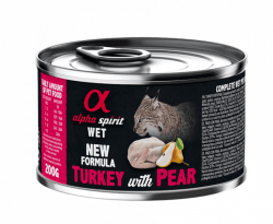 Вологий корм Alpha Spirit Turkey with Pear Complete для дорослих котів, з індичкою та грушею, 200 г AS Turkey with pearКонсерва дкотів АС Торкі виз Пеар Едалт Кет 200г 9206